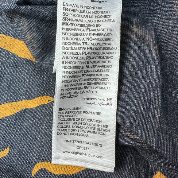 Original Penguin Men's WVN Short Sleeve Peppers Button Down Shirt, Size S, Blue - Picture 9 of 11